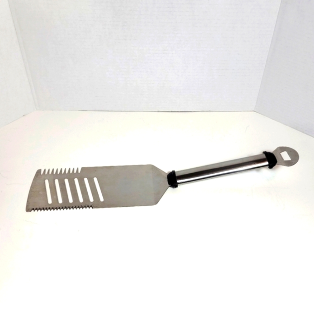 Sturdy Large BBQ Spatula Serrated Knife Tenderizer & Bottle Opener in ON…